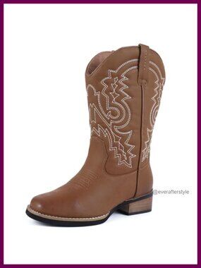 ZOKSOVE Women's Western Cowboy Boots Square Toe Wide Calf Mid Calf Pull On